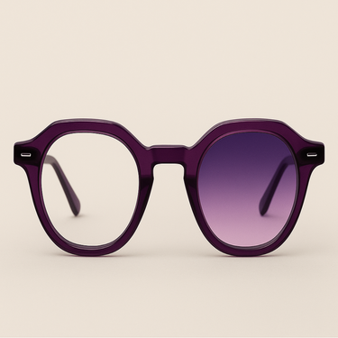 clarity haze large frame eyeglasses in purple tinted lenses in amethyst